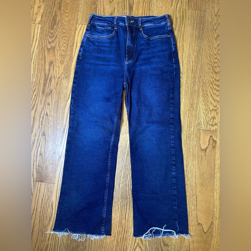 Pilcro Indigo Wide Straight Leg Frayed‎ Hem